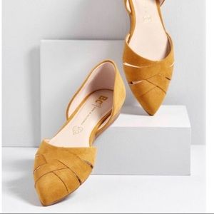 ModCloth Yellow Weave Between Sliver Wedge